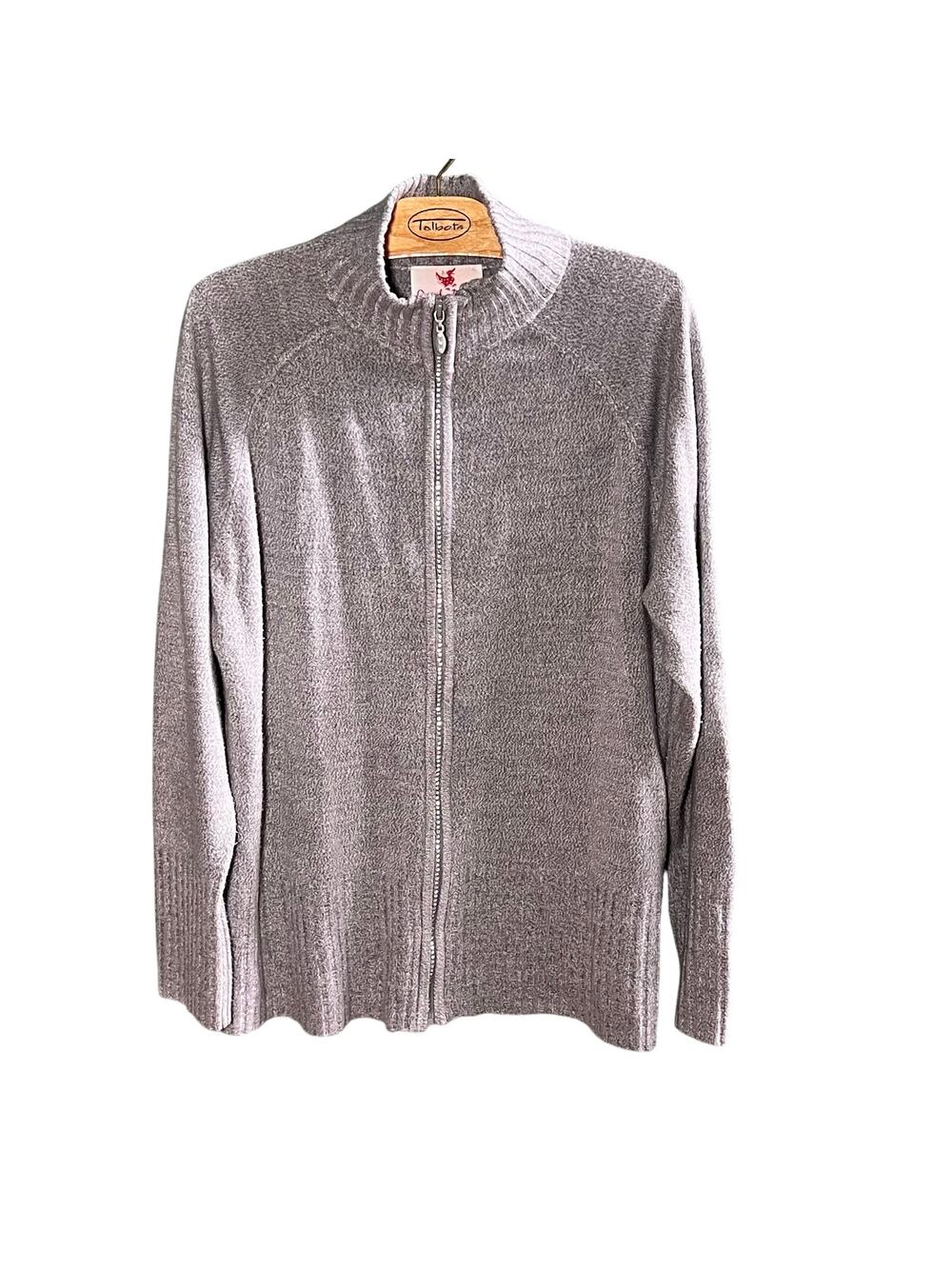 Vintage Quacker Factory Gray Zip Up Mock Turtleneck Sweater Large